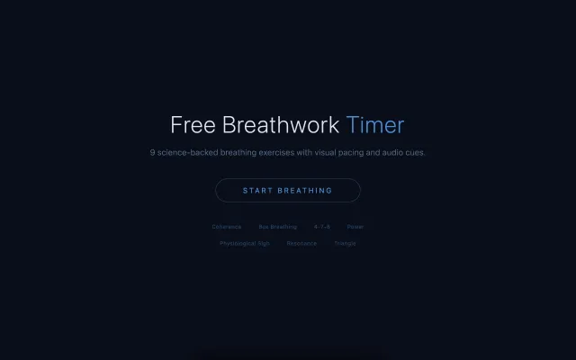 Screenshot of the Breathwork Tools website
