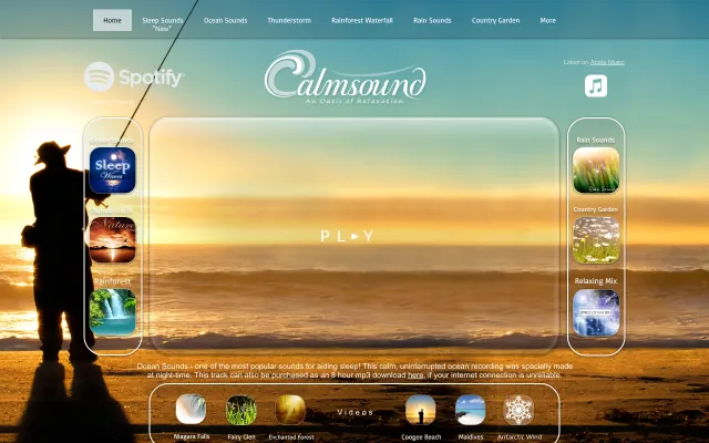 Screenshot of the Calm Sound website