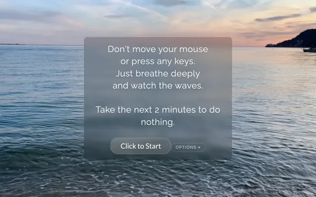 Screenshot of the Do Nothing for 2 Minutes website