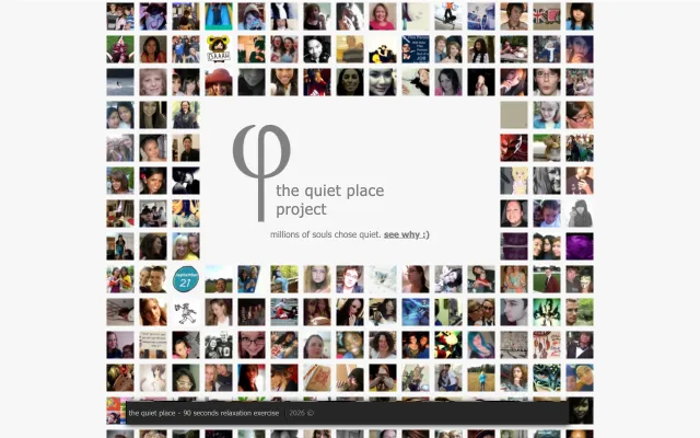 Screenshot of The Quiet Place Project website