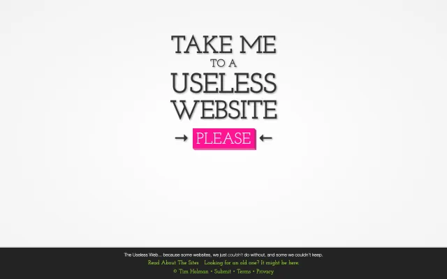 Screenshot of The Useless Web website
